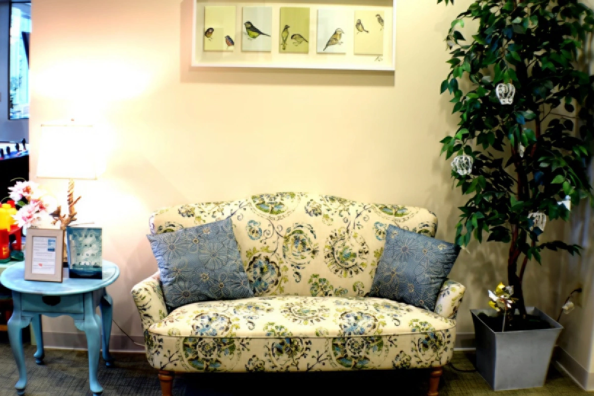 Welcoming patient waiting room at Powers Dental Group in Cordera
